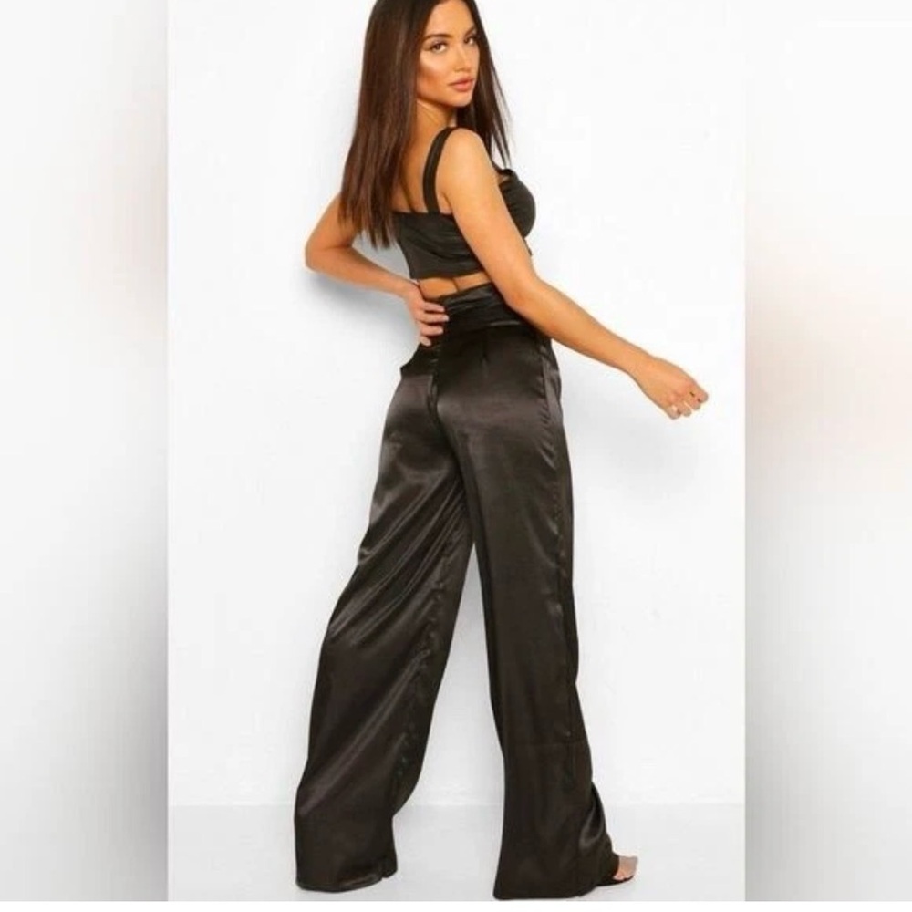 House of Harlow 1960 REVOLVE Pink Satin Crop Cami Wide Leg Pants Set Matching - Picture 14 of 15